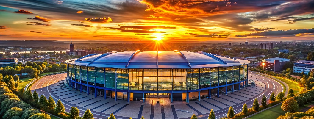 Arena Auf Schalke Silhouette Photography: Dramatic Stadium Sunset, Gelsenkirchen Germany