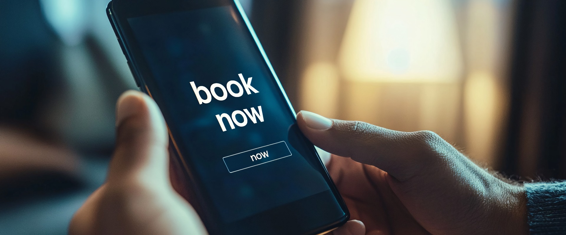 "Book now" auf einem Smartphone