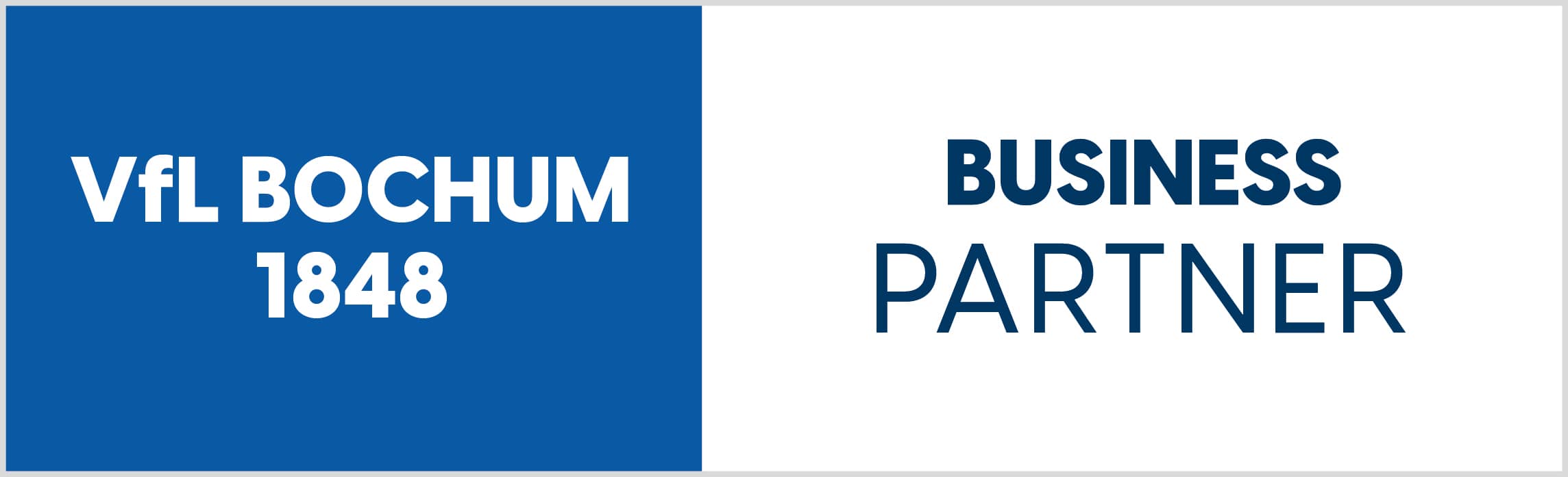 VfL Bochum 1848 Logo links, BUSINESS PARTNER Text rechts, blau-weiße Farbgestaltung.